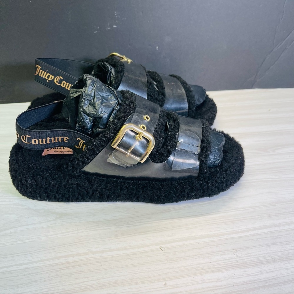 Juicy Couture Slippers JC-Griffin Women’s Black SZ 8 Faux Fur